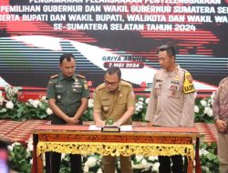 Pj. Bupati Banyuasin Tandatangani NPHD Dana Hibah Pengamanan Pelaksanaan Penyelenggaraan Pilkada Sumsel 2024
