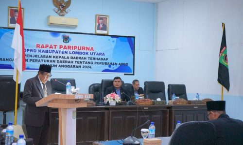 Rancangan Perubahan APBD KLU Tahun 2024 Dipaparkan Bupati Djohan Dihadapan Legislatif
