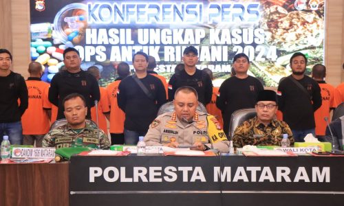Kapolresta Pimpin Gelar Hasil Ungkap Kasus Ops Antik Rinjani 2024 Polresta Mataram.