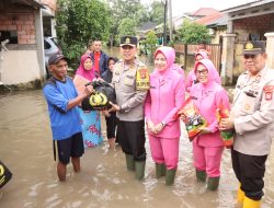Banjir Rendam Sejumlah Permukiman di Banyuasin, Pemda dan Kapolres Turun Evakuasi Korban dan Bagikan Sembako