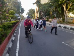 Polda NTB Gelar Patroli Jalan Kaki di Kawasan Car Free Day Udayana Mataram