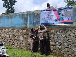 Cegah Aksi Kriminalitas 3C, Polsek Narmada Gencar Pasang Spanduk Imbauan Kamtibmas