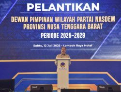 Mori Hanafi Dilantik Jadi Ketua DPW Nasdem NTB, Pesan Miq Iqbal Agar Solidaritas Tetap Terjaga Untuk Kemajuan Bumi Gora