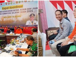 Wakili Bupati, Kalak BPBD Mura Hadiri Rakor Pengendalian Karhutla Provinsi Sumsel