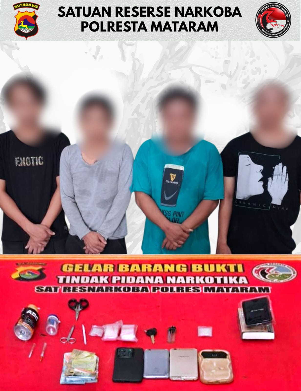 Diduga Terlibat Narkoba di Dasan Agung, Empat Pria Diciduk di Momen Lebaran