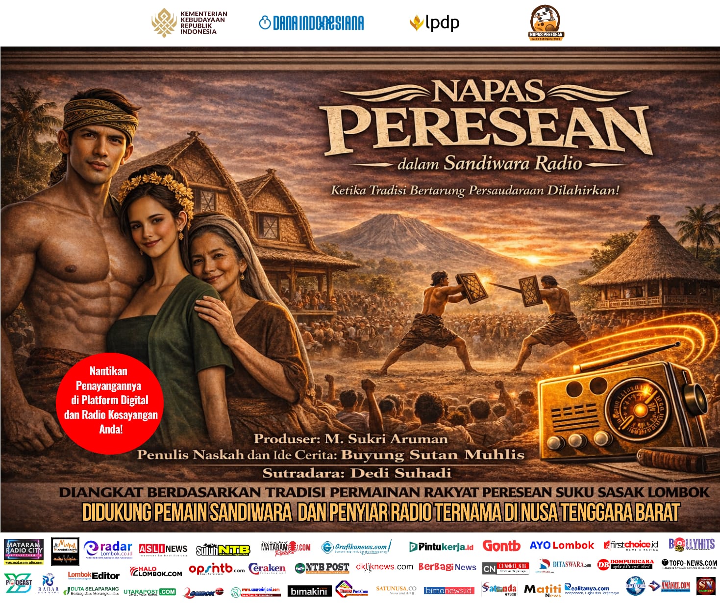 Kolaborasi Seniman dan Penyiar Radio NTB, Peresean Dikemas dalam Serial Drama Radio