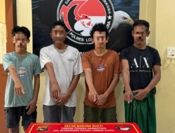 Ringkus 4 Terduga Narkotika, Satres Narkoba Polres Lombok Utara Amankan Sabu 55,75 gram dari 3 Lokasi Berbeda