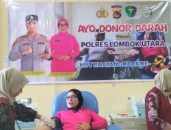 Aksi Kemanusiaan dan Deteksi Dini Kesehatan, Sambut Hari Bhayangkara ke-80 Bhayangkari Lombok Utara Gelar Donor Darah 